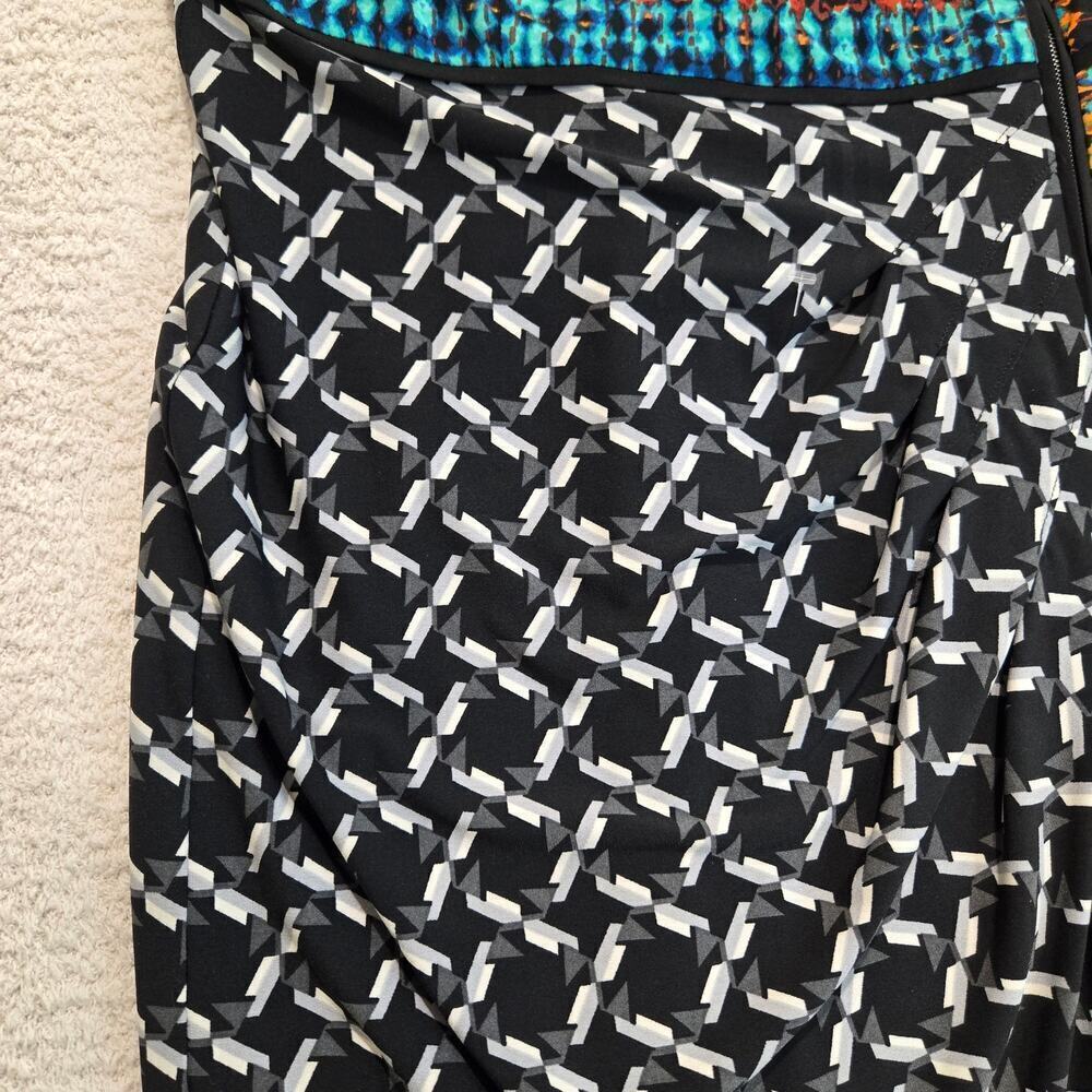 Laundry Shelli Segal Zipper Front Dress Sz10 Bodycon Multicolor Office Siren - Picture 6 of 10